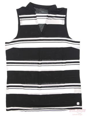 New Womens Puma Cloudspun V Stripe Sleeveless Polo Small S Puma Black MSRP $55