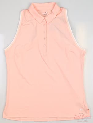 New Womens Puma Mattr Peak Sleeveless Polo Small S Rose Dust MSRP $60