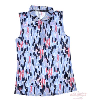 New W/ Logo Womens Puma Cloudspun Three Brush Sleeveless Polo Small S Multi MSRP $55