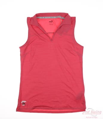 New W/ Logo Womens Puma Cloudspun Coast Sleeveless Polo Small S Pink MSRP $50