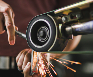 grinding a wedge, sparks everywhere
