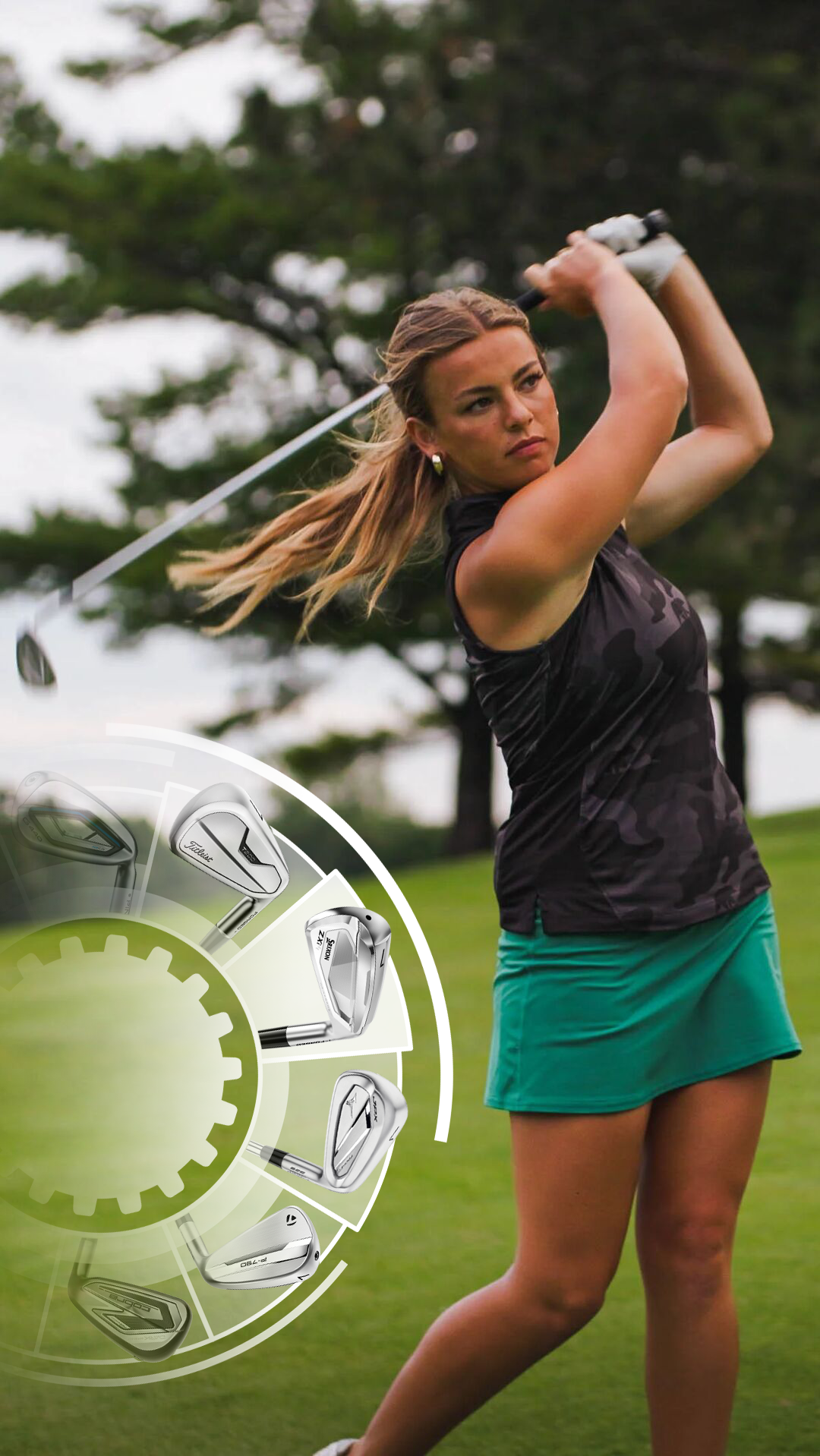 Background image of a woman golfing